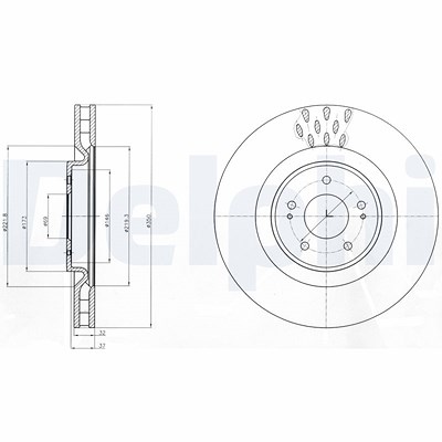 Delphi 1x Bremsscheibe [Hersteller-Nr. BG9072C] für Mitsubishi von Delphi