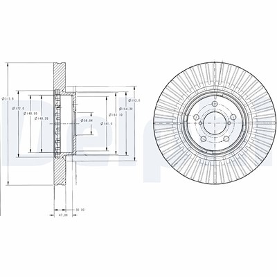 Delphi Bremsscheibe [Hersteller-Nr. BG9105] für Subaru von Delphi