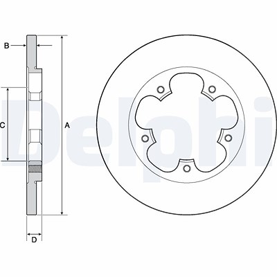 Delphi Bremsscheibe Hinterachse Voll [Hersteller-Nr. BG4681C] für Ford von Delphi