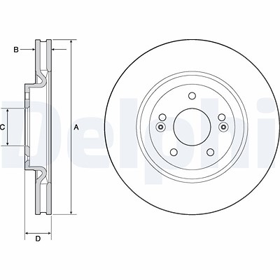 Delphi Bremsscheibe Vorderachse belüftet [Hersteller-Nr. BG4683C] für Hyundai, Kia von Delphi