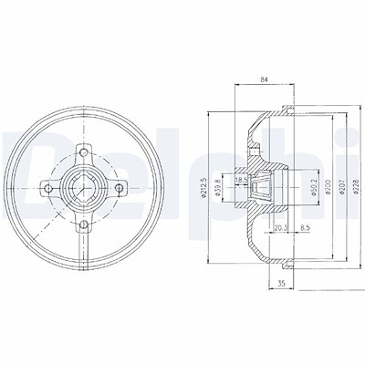 Delphi Bremstrommel [Hersteller-Nr. BF111] für Chevrolet, Opel, Vauxhall von Delphi