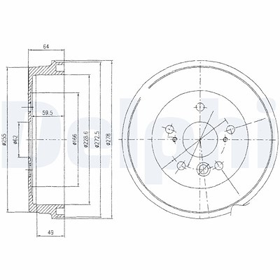 Delphi Bremstrommel [Hersteller-Nr. BF495] für Toyota von Delphi