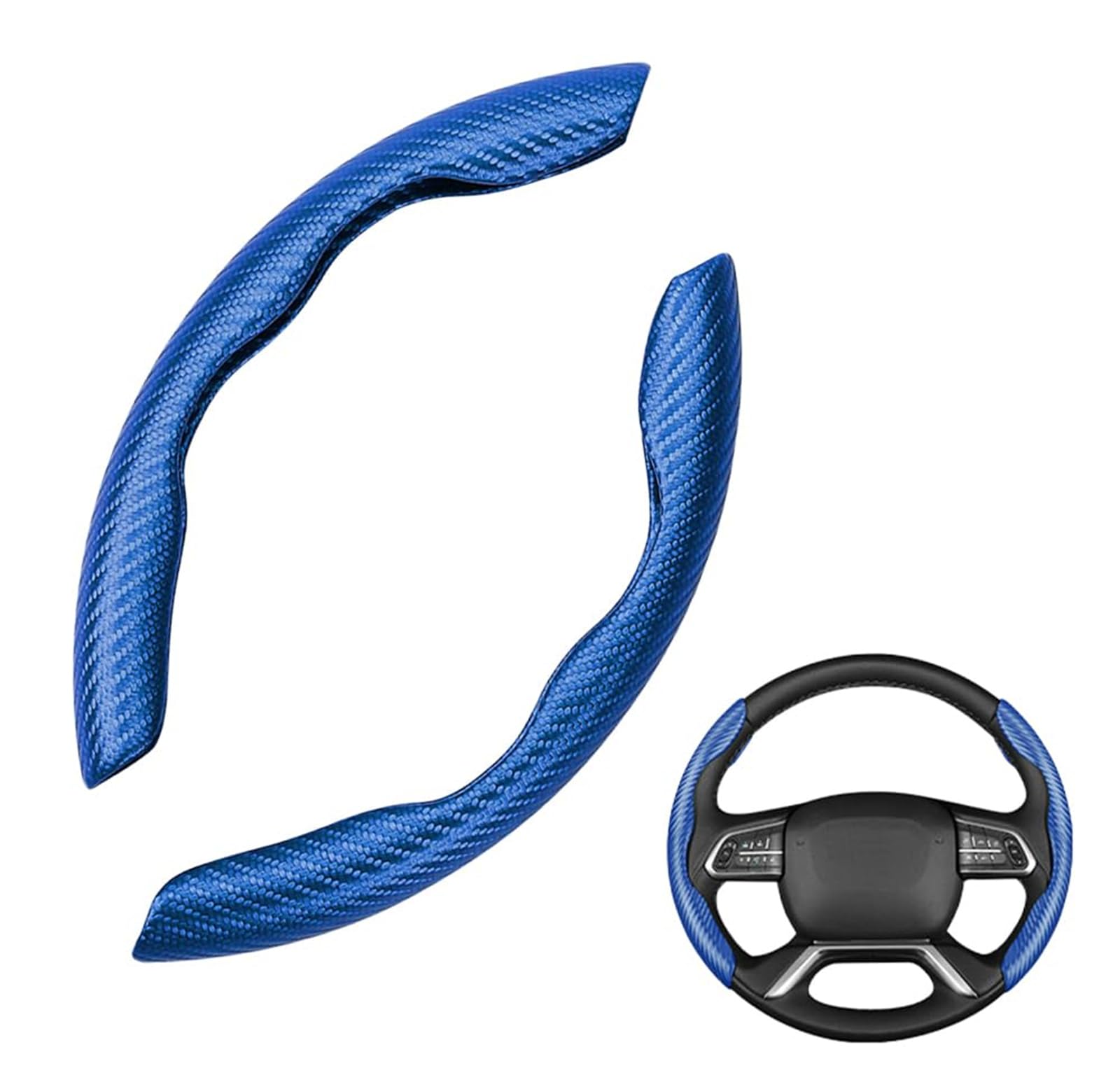1Paar Auto Lenkradabdeckung,Universal Segmented Lenkradschutz Kohlefaser Lenkrad Abdeckung Anti-Rutsch Lenkrad Booster Cover für Lenkräder jeder Größe (Blau) von Denxahao