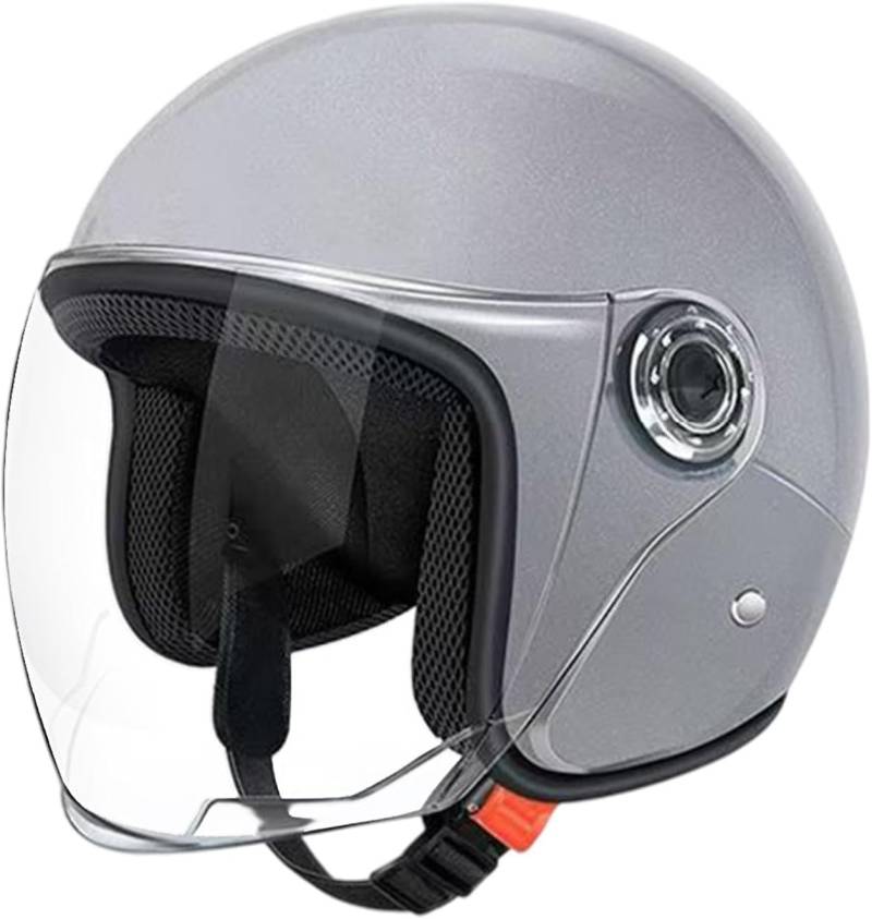 Jethelm Mit Visier, Mopedhelm Motorradhelm Scooter Helm Atmungsaktiv Mopedhelm Für Herren Damen Skateboard Helm Reithelme Motorradhelm Mit Offenem Gesicht Sonnenschutzhelme (Grau) von Denxahao