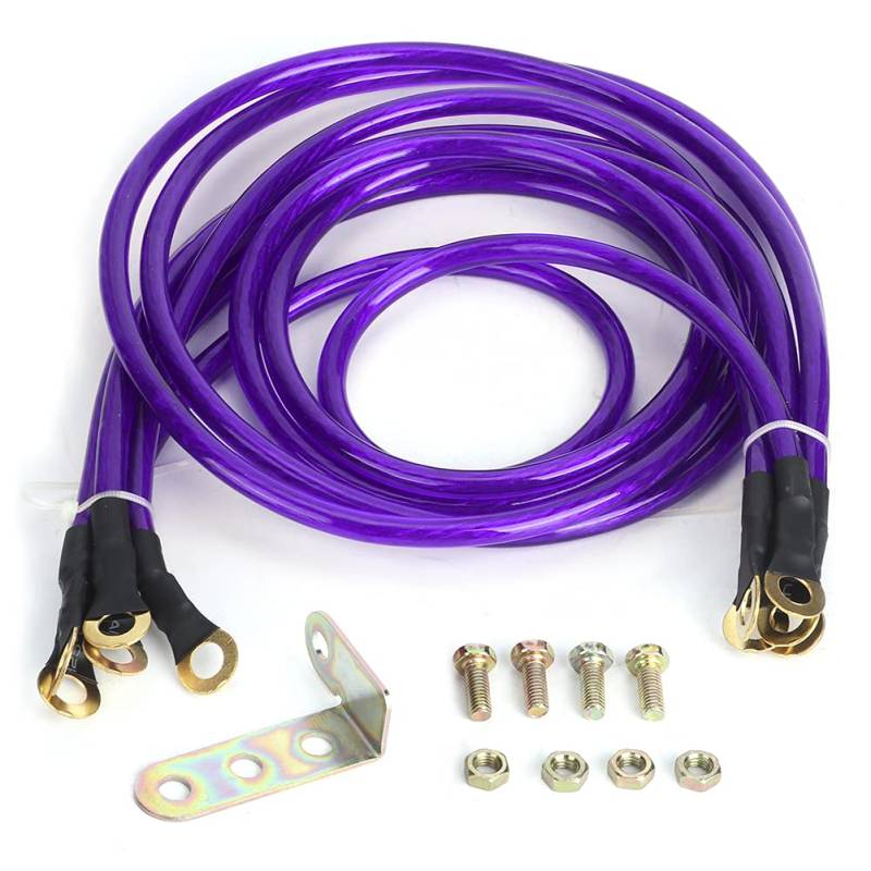 Exquisite Material 5-Point Car Grounding Wire Kit Enhanced Engine Performance Fit for Most Vehicles (Purple) von Depzenjea