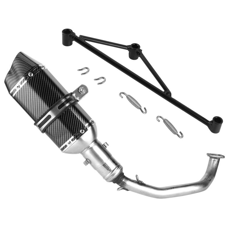 Deror Full Exhaust System Krümmer + Carbon Style Slip-On Schalldämpfer Fit für HONDA GY6 125 von Deror