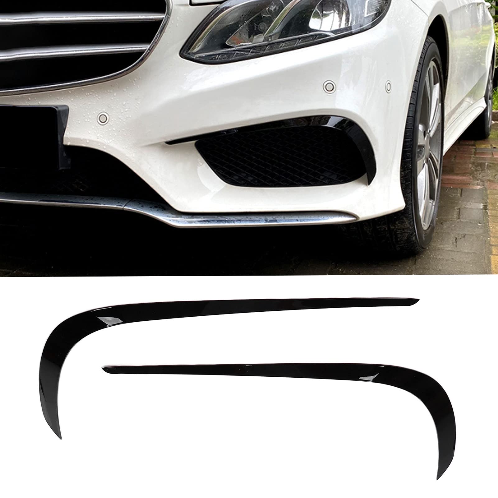 Frontstoßstange Finne,Frontstoßstange Spoiler Wing Schwarz Ersatz für Mercedes-Benz E-Klasse W212 AMG Line 2013-2015 von Deror