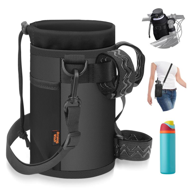 Desing Wish 12-24oz Flaschenhalter Fahrrad Getränkehalter Ohne Schrauben Trinkflaschenhalter Fahrradflaschenhalterung Getränke Halterung Wasserflaschenhalter mit Netztasche und Schultergurt Zubehör von Desing Wish