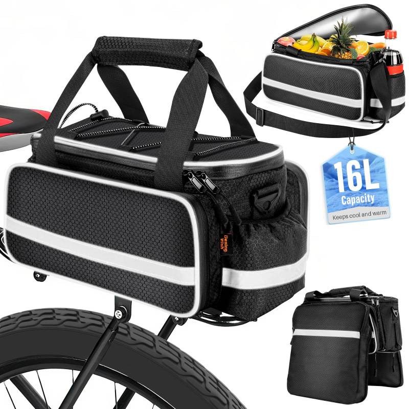 Desing Wish 16L Fahrradtaschen für Gepäckträger Gepäckträgertasche Wasserdicht Fahrradtasche Isoliertasche Kühltasche Fahrrad Taschen Hinten Packtaschen Fahradtaschen Zubehör mit Schultergurt von Desing Wish