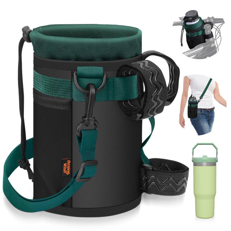 Desing Wish 24-40 oz Flaschenhalter Fahrrad Getränkehalter Ohne Schrauben mit Schultergurt Handykette Universal Trinkflaschenhalter Fahrradflaschenhalterung Getränke Halterung Wasserflaschenhalter von Desing Wish