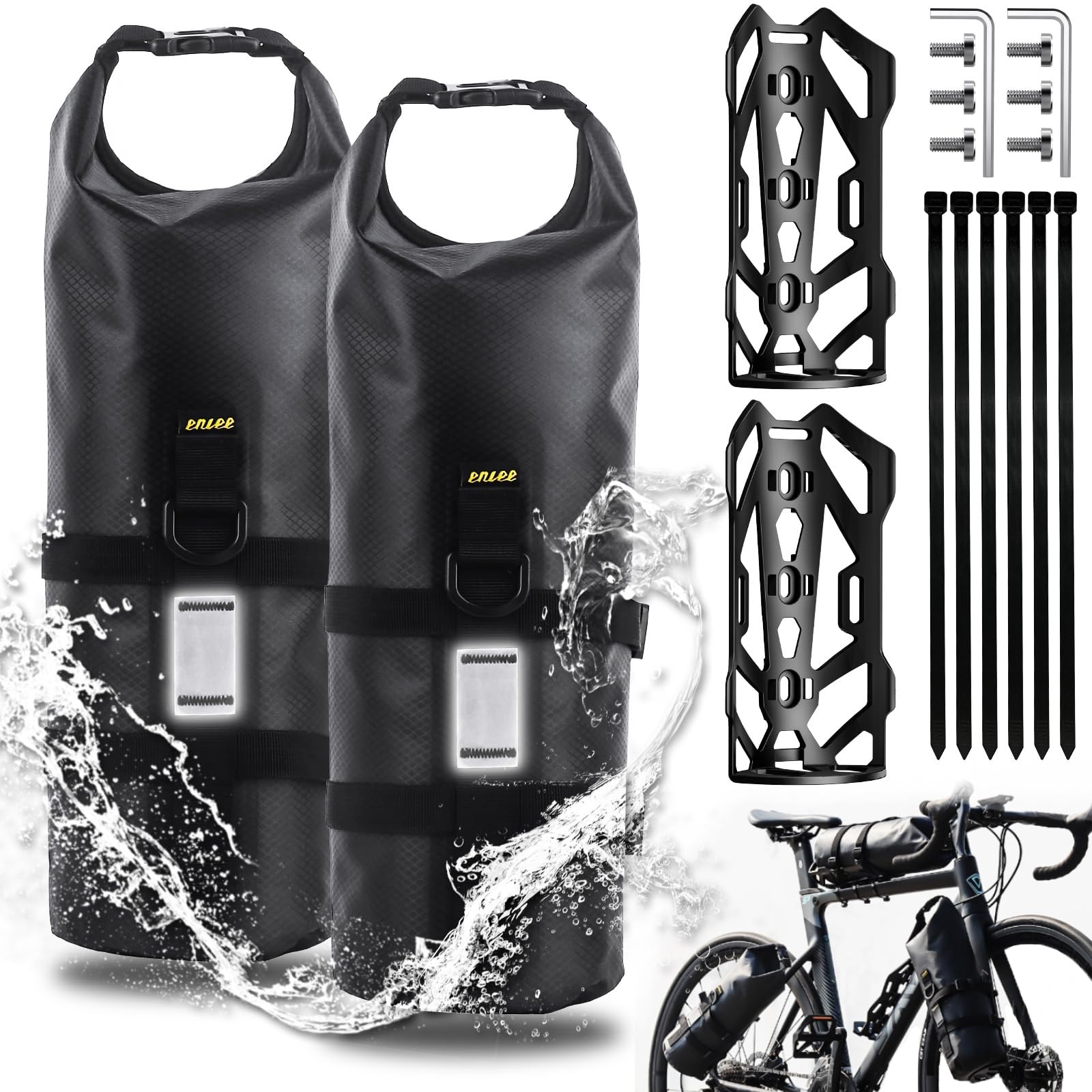 Desing Wish 4.5L 2 Stück Gabeltaschen Fahrrad Wasserdicht Fahrradtasche Vorderrad mit Vielseitiger Halterung Rolltop Fahrrad Rahmentasche Bike Bicycle Bag für MTB Rennrad Ebikes Gravelbike Zubehör Desing Wish 4.5L 2 Stück Gabeltaschen Fahrrad Wasserdicht Fahrradtasche Vorderrad mit Vielseitiger Halterung Rolltop Fahrrad Rahmentasche Bike Bicycle Bag für MTB Rennrad Ebikes Gravelbike Zubehör von Desing Wish