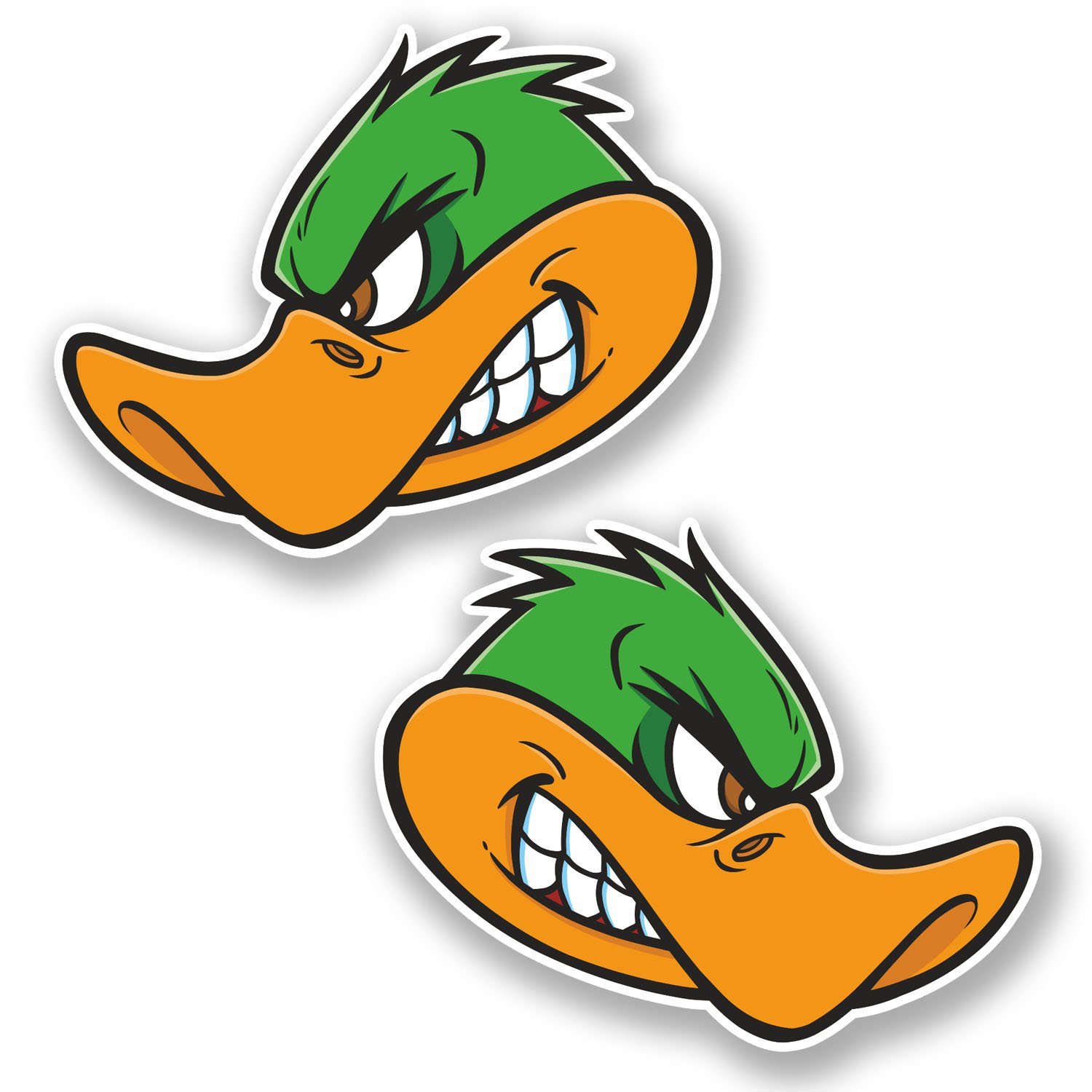 2 x 10 cm Angry Duck Vinyl-Aufkleber Aufkleber Helm Laptop Auto Motorrad Vogel #5614 (10 cm breit x 8 cm hoch) von DestinationVinyl