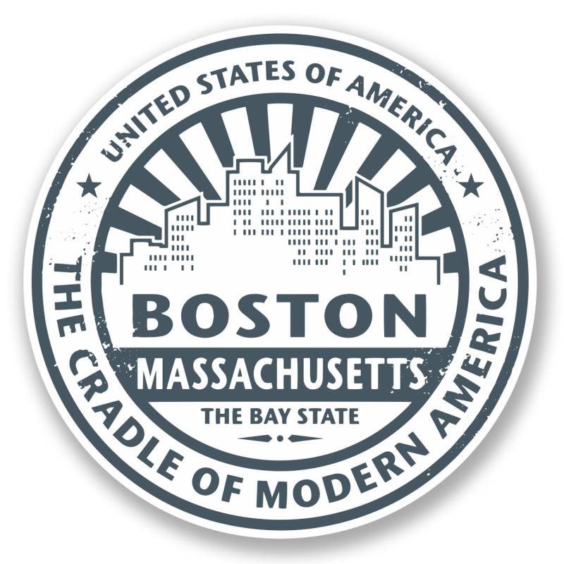 2 x 10 cm Boston Massachusetts Vinyl Aufkleber Gepäck Travel Tag Koffer #5733 (10 cm x 10 cm) von DestinationVinyl