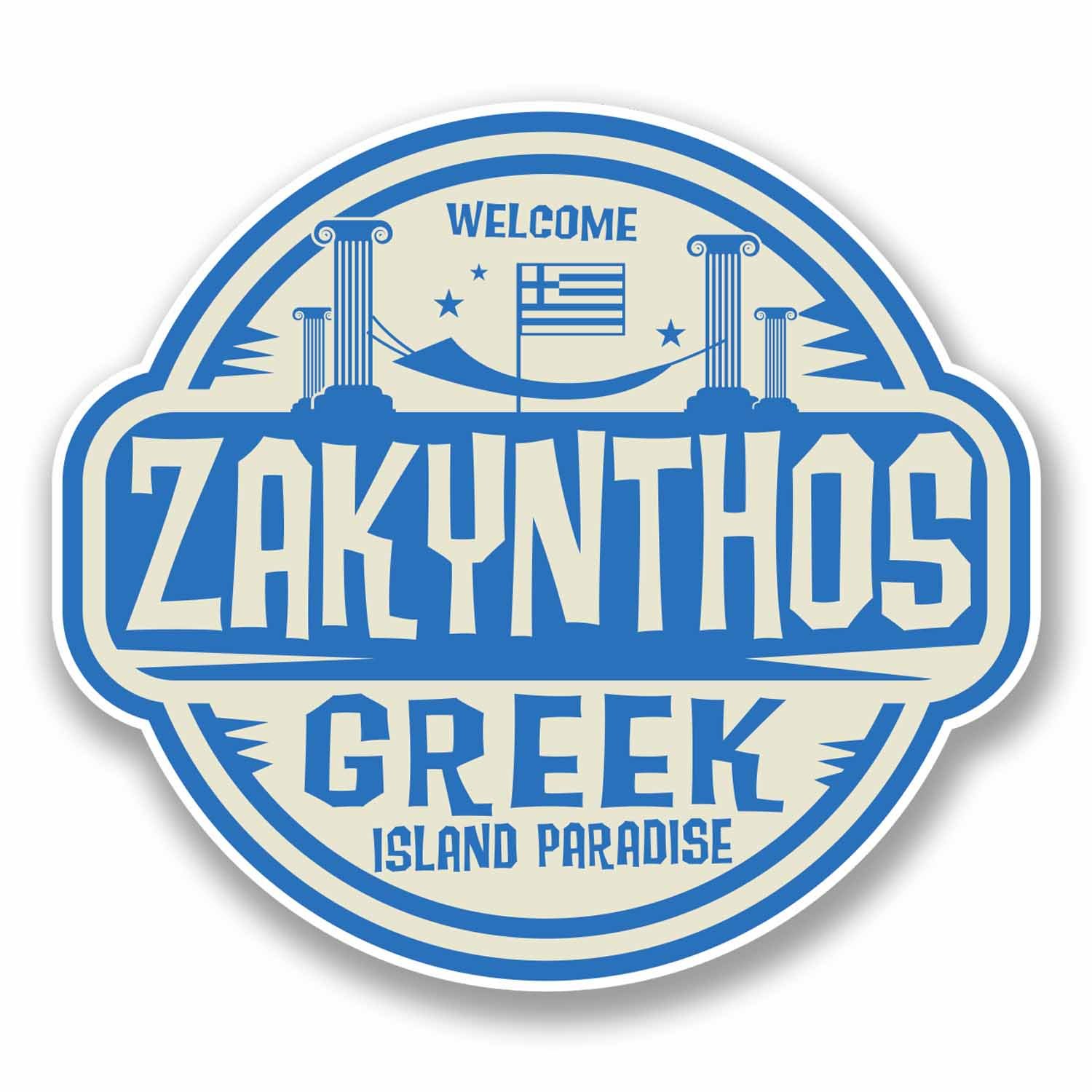 2 x 10 cm Zakynthos Rhodes Griechenland Vinyl-Aufkleber für Laptop, Reisegepäck, Griechisch #9830 (10 cm breit x 9 cm hoch) von DestinationVinyl