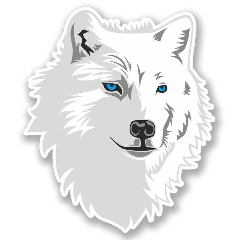 2 x 10 cm weißer Husky Wolf Vinyl-Aufkleber für Laptop Tablet Auto Hund Tier #5565 (8,5 cm breit x 10 cm hoch) von DestinationVinyl