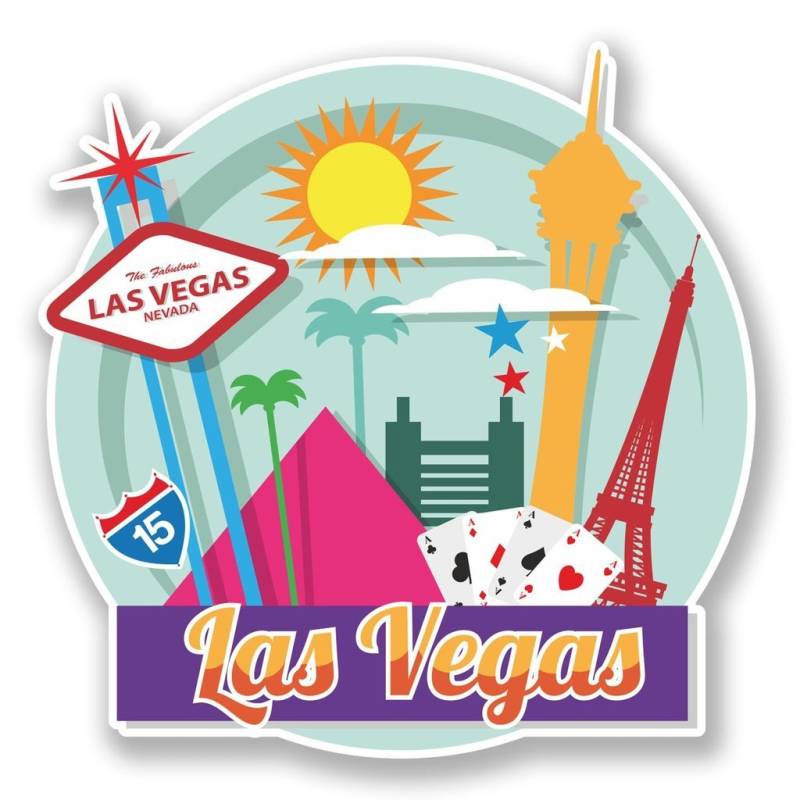 2 x 10cm/100mm In Las Vegas, Nevada USA Vinyl SELBSTKLEBENDE STICKER Aufkleber Laptop reisen Gepäckwagen Cool Zeichen Spaß #6728 von DestinationVinyl