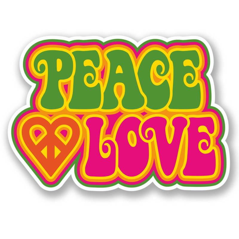 2 x 15 cm Peace Love Aufkleber Symbol Hippie Camper Beetle Fun Girls #6035 (15 cm breit x 10,5 cm hoch) von DestinationVinyl