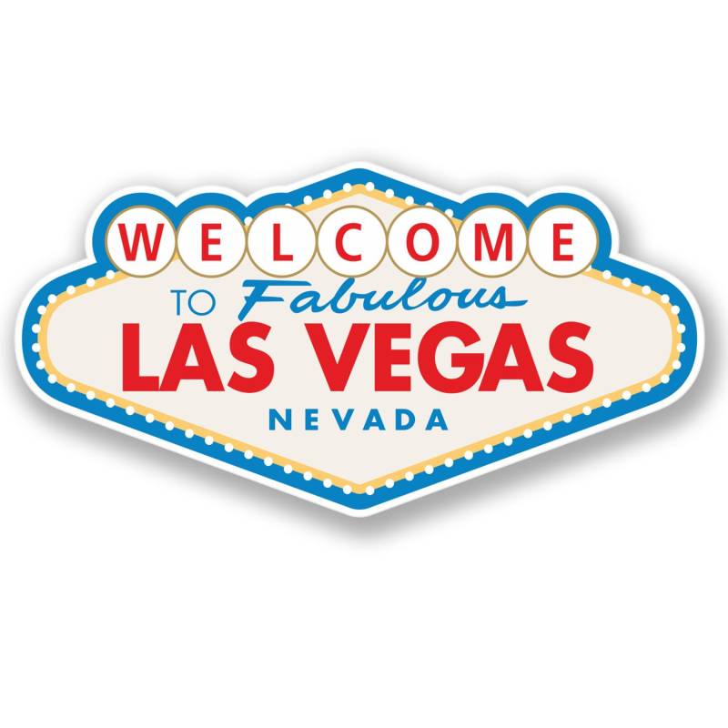 2 x Las Vegas Schild Vinyl Aufkleber iPad Laptop Reisegepäck Nevada Geschenk #4349 (10 cm breit x 5,2 cm hoch) von DestinationVinyl