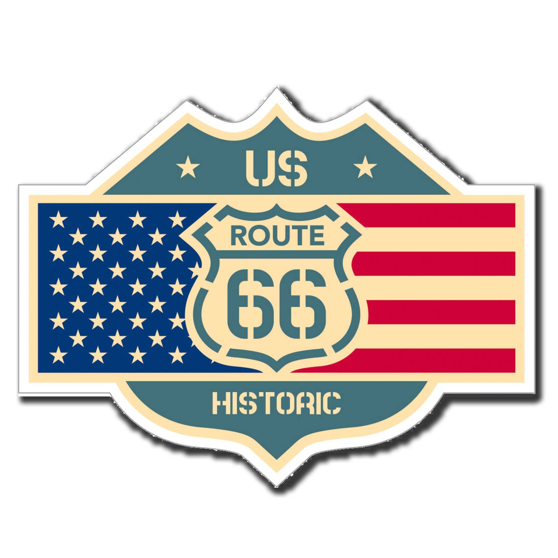 2 x glänzende Vinyl-Aufkleber – US Route 66 Flagge American iPad Laptop Aufkleber #4043 (10 cm breit x 8 cm hoch) von DestinationVinyl