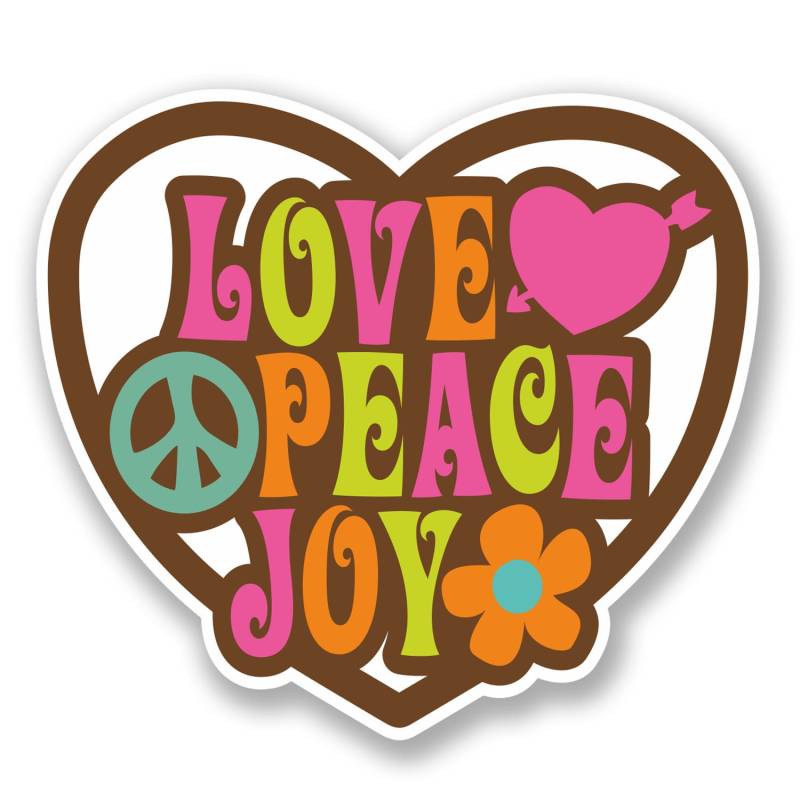 #5638 Vinyl-Aufkleber, Motiv: Love Peace Joy, 10 cm breit x 9 cm hoch, 2 Stück von DestinationVinyl