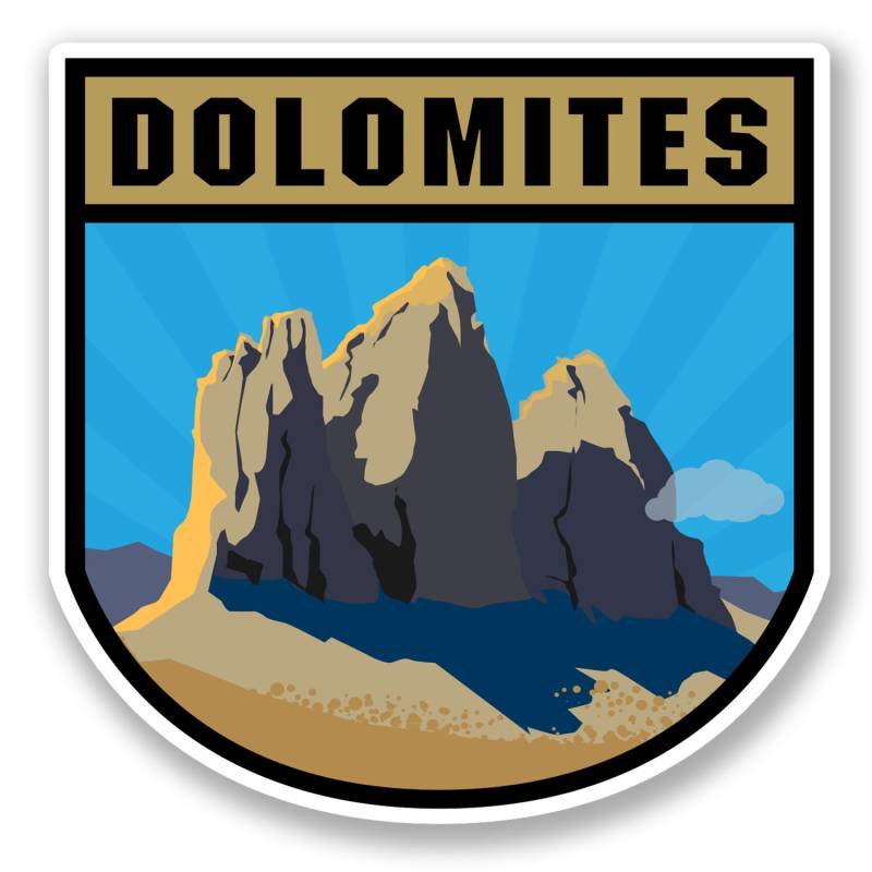 Vinyl-Aufkleber, Dolomiten, für Gepäck, Reisen, Fahrrad, Laptop, Auto, Ski, Snowboard, #5455, 10 x 10 cm, 2 Stück von DestinationVinyl