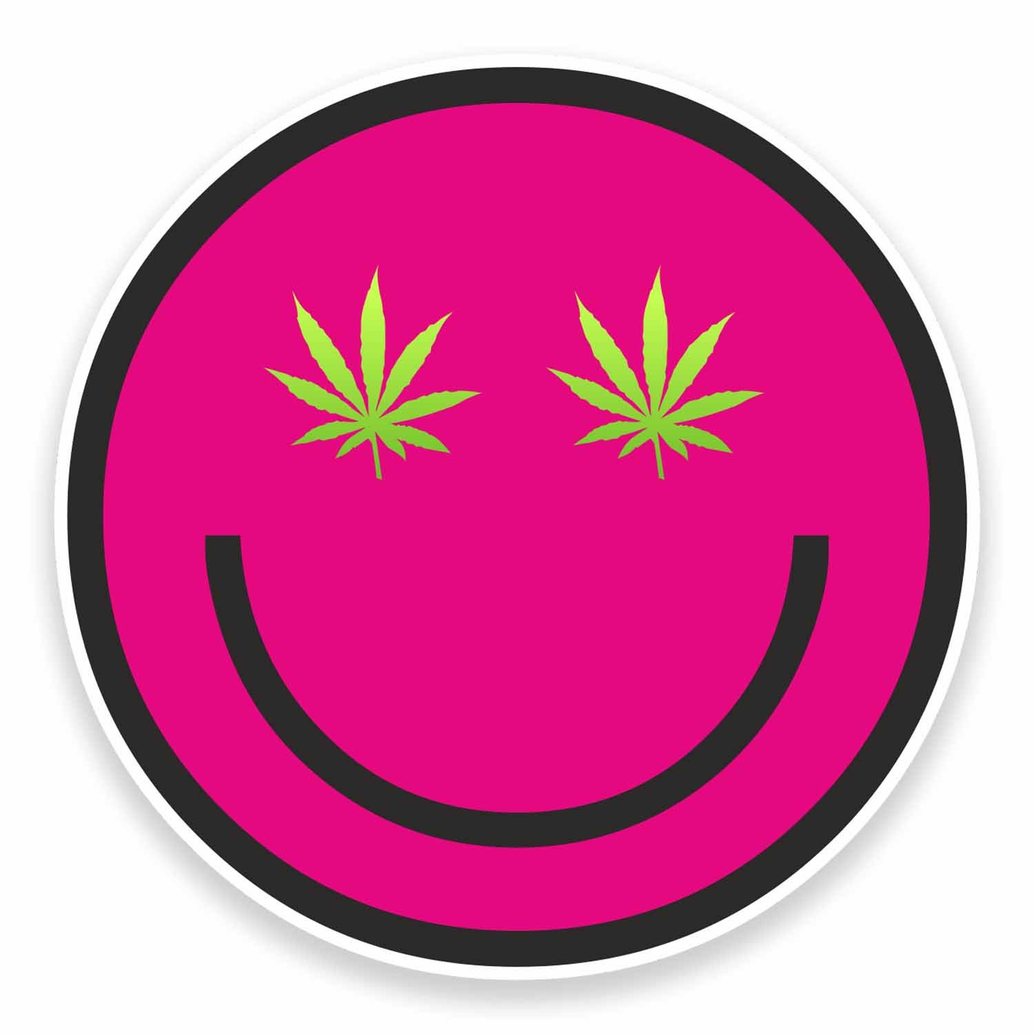 Vinyl-Aufkleber, Cannabis-Motiv, Smiley-Gesicht, medizinisches Unkraut-Marihuana, 10 cm breit x 10 cm hoch, 2 Stück von DestinationVinyl