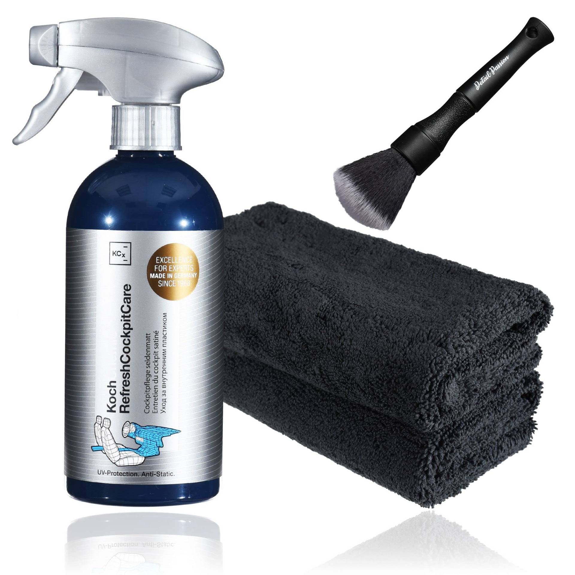 Detail Passion Bundle Innenraumreiniger Innenraumpflege Auto Set: Koch Chemie MultiInteriorCleaner 750ml + 2 Mikrofasertücher +Pinsel Detail Passion Bundle Innenraumreiniger Innenraumpflege Auto Set: Koch Chemie MultiInteriorCleaner 750ml + 2 Mikrofasertücher +Pinsel von Detail Passion