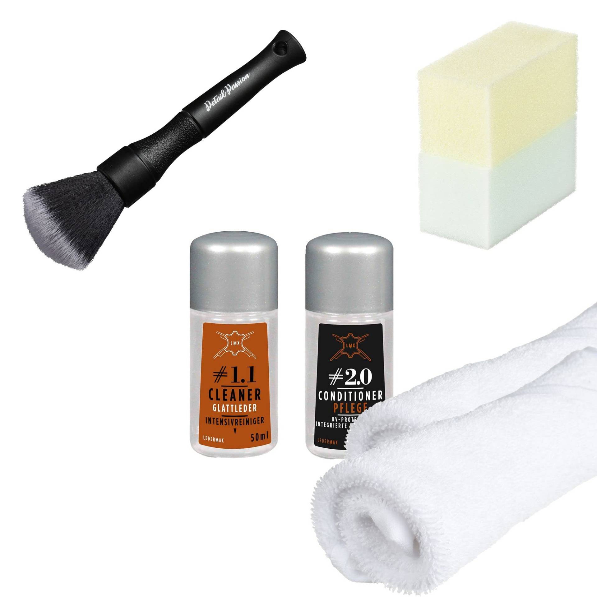 Detail Passion Bundle Lederpflege Set Reinigungs- und Pflegeset 50ml + 2 Baumwolltücher + Pinsel Detail Passion Bundle Lederpflege Set Reinigungs- und Pflegeset 50ml + 2 Baumwolltücher + Pinsel von Detail Passion