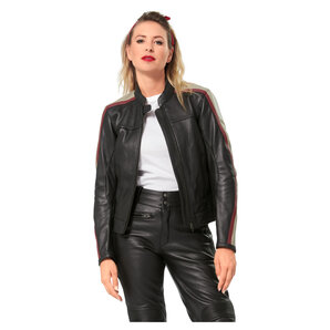 Detlev Louis DL-JW-10 Damen Motoradlederjacke Schwarz Rot von Detlev Louis