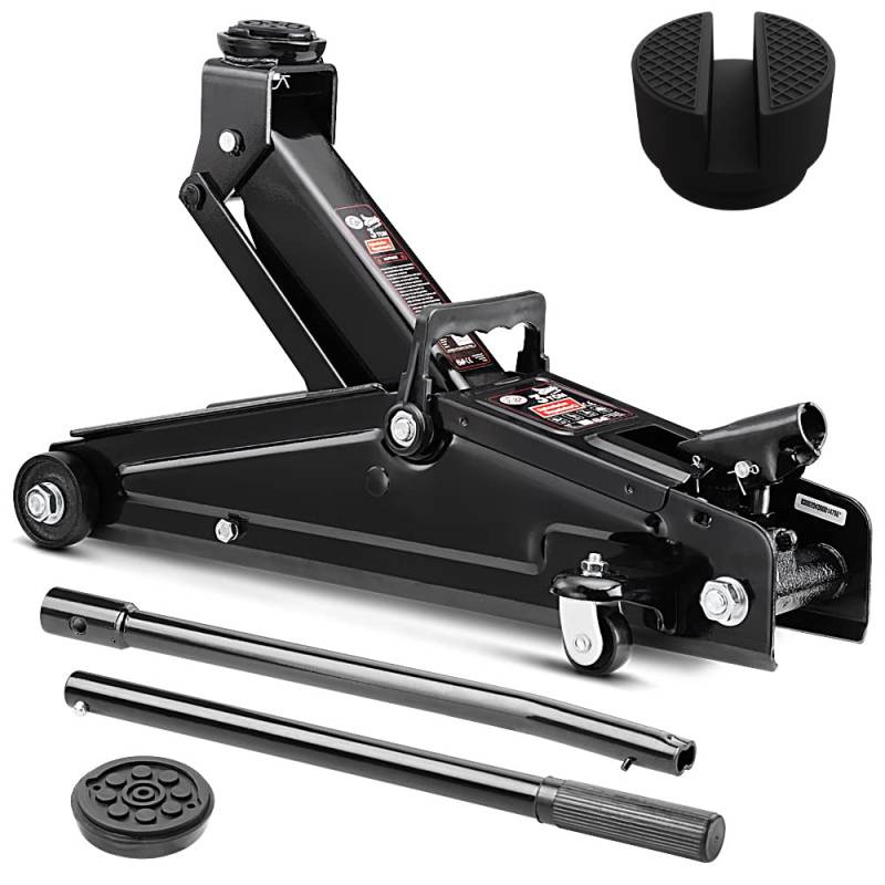 Deuba® hydraulischer Wagenheber 3 Tonnen Hubhöhe 135-400mm inkl. 2 Gummiauflagen Stahlverstärkung KFZ Auto SUV Rangierwagenheber Hydraulik Rollbar von Deuba