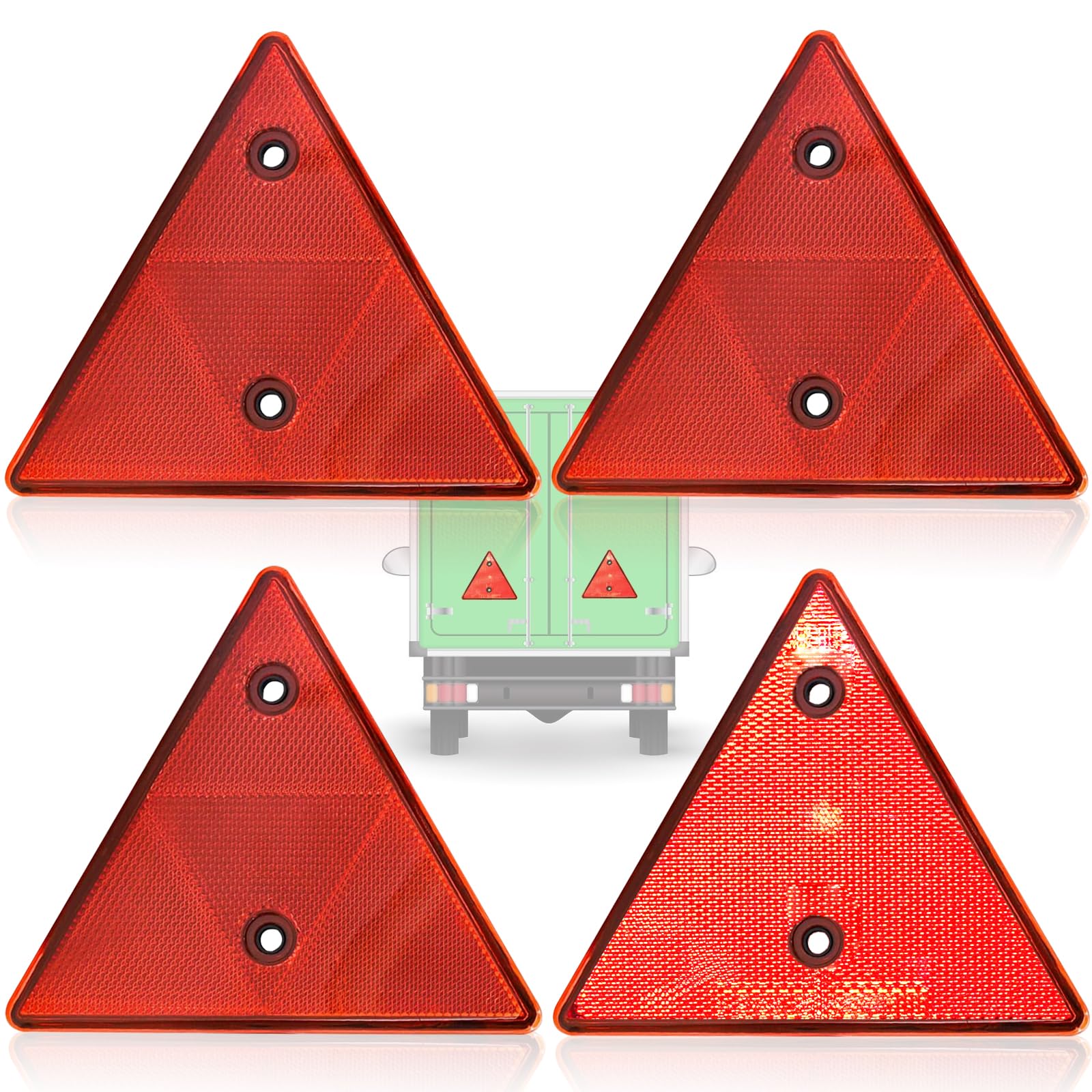 4Pcs Dreieck Reflektor, Dreieck-Rückstrahler Reflektor, Rot Anhänger Reflektor Dreiecke, Dreieck Anhänger Katzenauge Rückstrahler für Auto Anhänger, Traktor, Wohnwagen 4Pcs Dreieck Reflektor, Dreieck-Rückstrahler Reflektor, Rot Anhänger Reflektor Dreiecke, Dreieck Anhänger Katzenauge Rückstrahler für Auto Anhänger, Traktor, Wohnwagen von Devenirriche