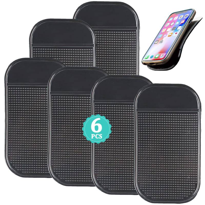 6 Stück Auto Antirutschmatte Anti-Rutsch Pad, Selbstklebende Auto Armaturenbrett Pad Waschbar Wiederverwendbar Antirutschmatte Auto Armaturenbrett zum Halten von Handy Schlüssel Sonnenbrille (14*8cm) von Devenirriche
