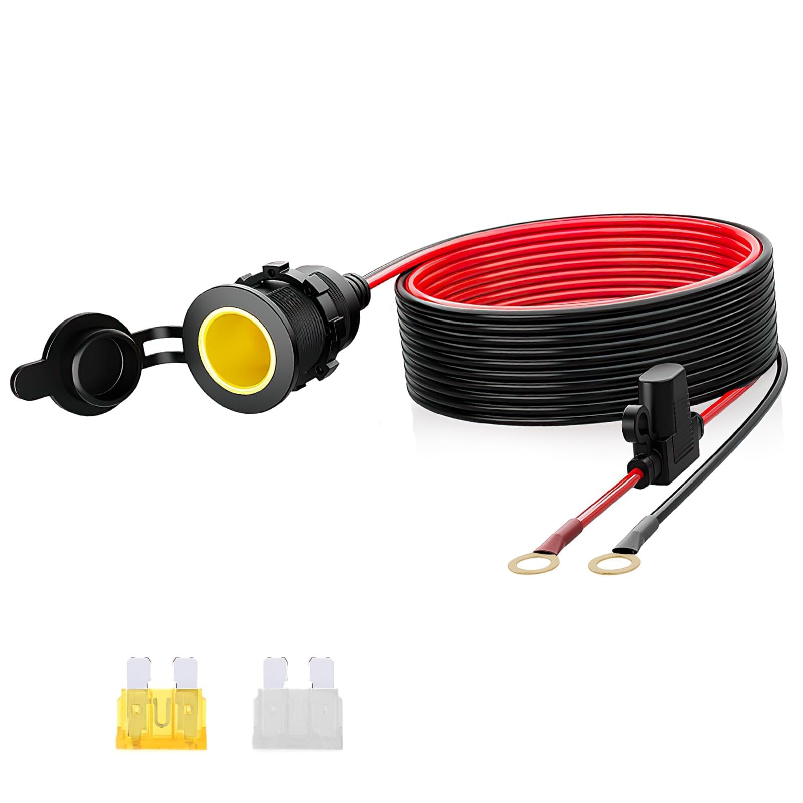12V Steckdose, Auto Zigarettenanzünder Steckdose, Wasserdicht, Marine Grade, 12V/24V DC Feuerzeugsteckdose mit 1m 14AWG Anschlusskabel, 20A Sicherung, für Auto, Boot, Motorrad, LKW, Wohnwagen 12V Steckdose, Auto Zigarettenanzünder Steckdose, Wasserdicht, Marine Grade, 12V/24V DC Feuerzeugsteckdose mit 1m 14AWG Anschlusskabel, 20A Sicherung, für Auto, Boot, Motorrad, LKW, Wohnwagen von Dewfigs ㅤ