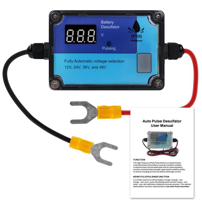 DewinLVD Batteriepulser,Blei-Säure-Batterie Entschwefelung Reconditioner 12/24/36/48V Automatische Identifikation 40-200AH Auto/LKW/Boot/Motorrad AGM,GEL,SLA von DewinLVD