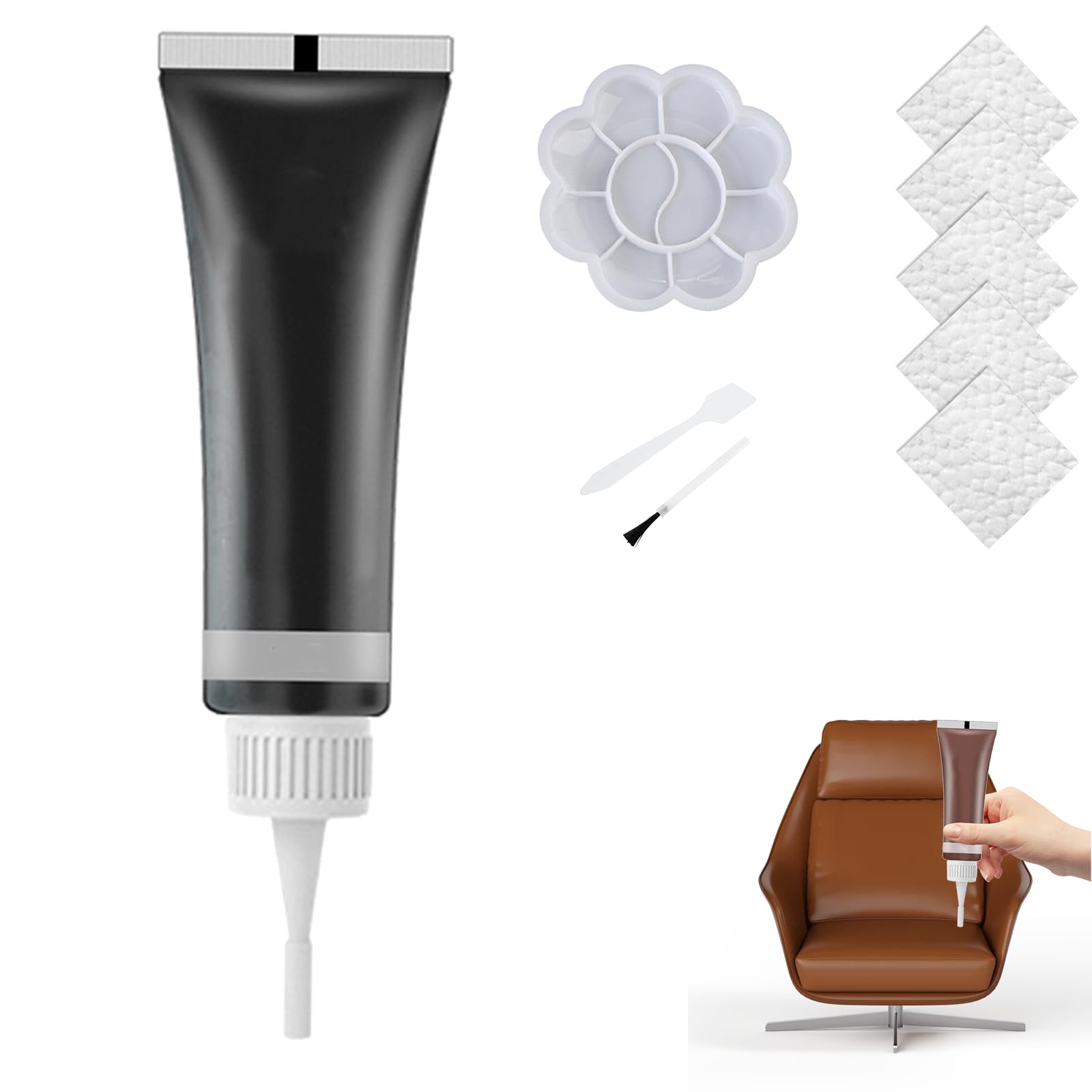 Dewppxi 2025 Upgrade Leder Reparatur Set, Lederreparaturgel für Autositze, Lederreparatur Creme, Vinyl-Reparaturset, Multifunktionaler Lederreparatur Set für Sofa, Schuhe und Jacke (Schwarz) von Dewppxi