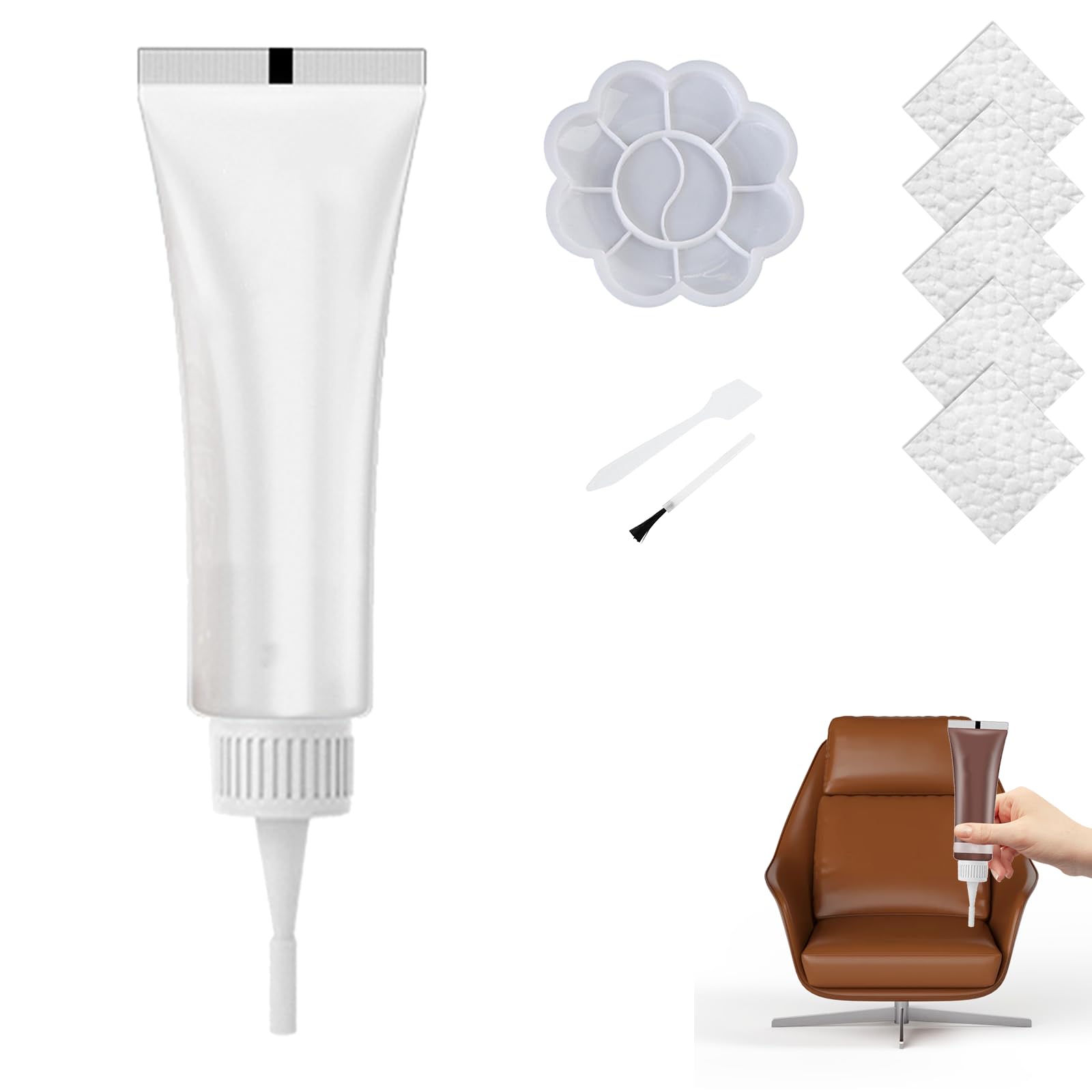 Dewppxi 2025 Upgrade Leder Reparatur Set, Lederreparaturgel für Autositze, Lederreparatur Creme, Vinyl-Reparaturset, Multifunktionaler Lederreparatur Set für Sofa, Schuhe und Jacke (Weiß) von Dewppxi