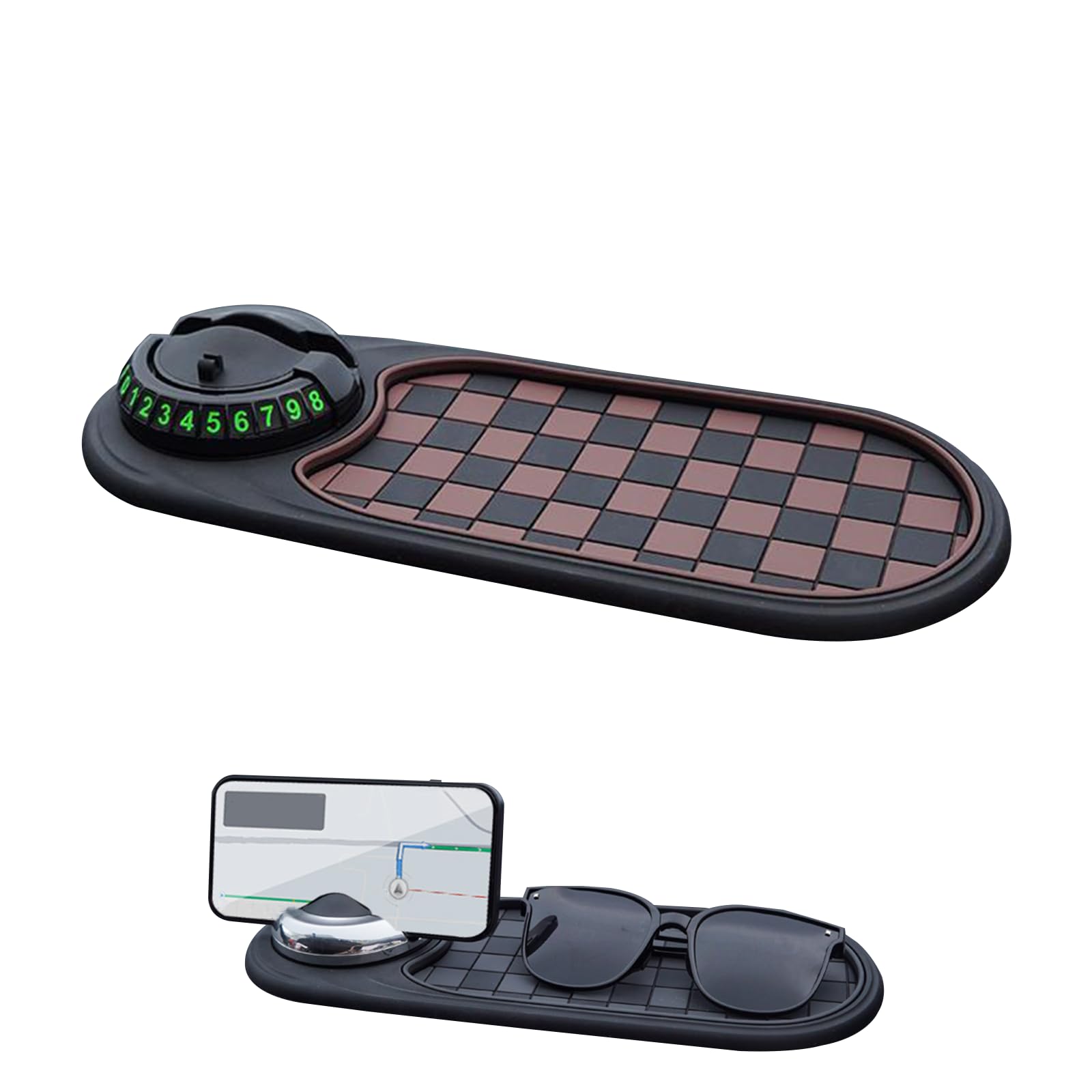 Multifunktions-Auto-Anti-Rutsch-Matte, Handyhalterung fürs Armaturenbrett mit Parknummernfeld, Multifunktionale Auto-Antirutschmatte für Handys, Sonnenbrillen, Schlüssel und Gadgets (A, 1 Stück) von Dewppxi