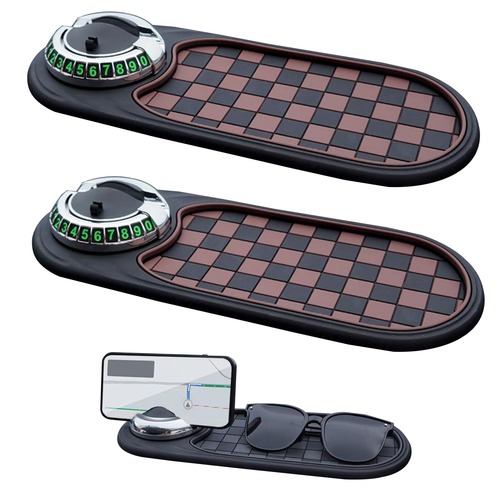 Multifunktions-Auto-Anti-Rutsch-Matte, Handyhalterung fürs Armaturenbrett mit Parknummernfeld, Multifunktionale Auto-Antirutschmatte für Handys, Sonnenbrillen, Schlüssel und Gadgets (B, 2 Stück) von Dewppxi