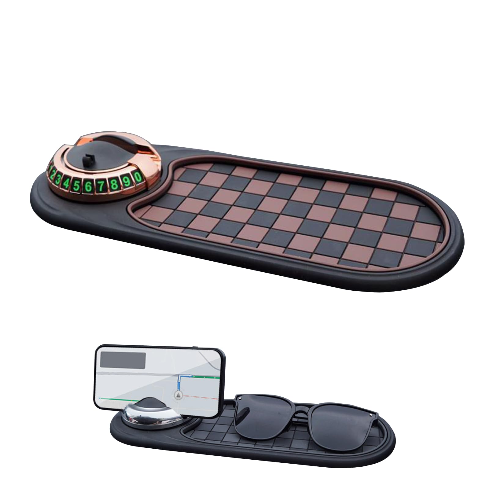 Multifunktions-Auto-Anti-Rutsch-Matte, Handyhalterung fürs Armaturenbrett mit Parknummernfeld, Multifunktionale Auto-Antirutschmatte für Handys, Sonnenbrillen, Schlüssel und Gadgets (C, 1 Stück) von Dewppxi