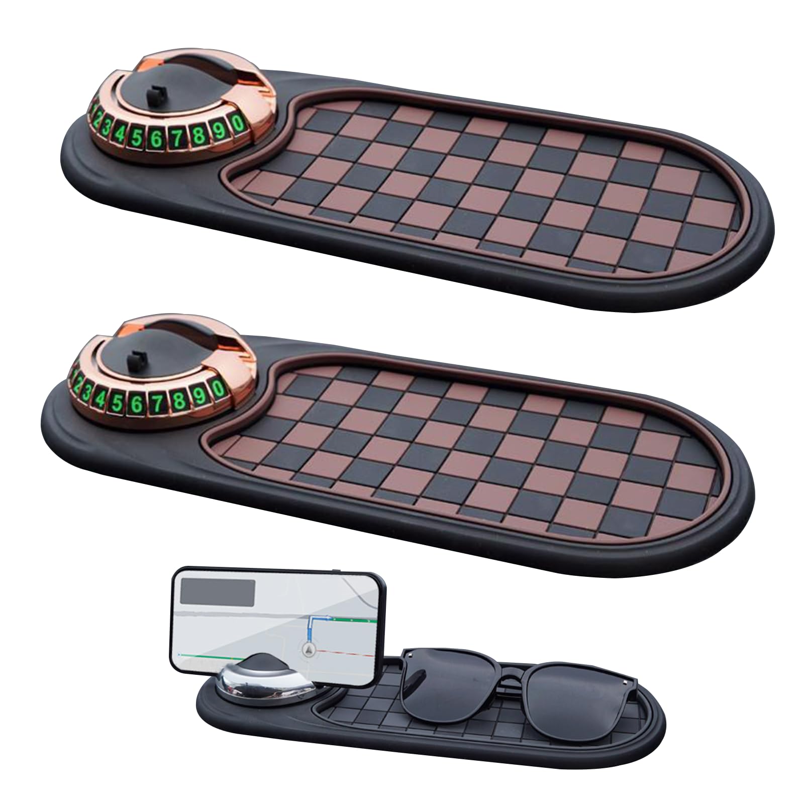 Multifunktions-Auto-Anti-Rutsch-Matte, Handyhalterung fürs Armaturenbrett mit Parknummernfeld, Multifunktionale Auto-Antirutschmatte für Handys, Sonnenbrillen, Schlüssel und Gadgets (C, 2 Stück) von Dewppxi