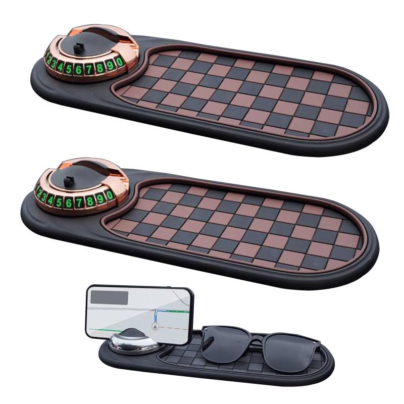 Multifunktions-Auto-Anti-Rutsch-Matte, Handyhalterung fürs Armaturenbrett mit Parknummernfeld, Multifunktionale Auto-Antirutschmatte für Handys, Sonnenbrillen, Schlüssel und Gadgets (C, 2 Stück) von Dewppxi