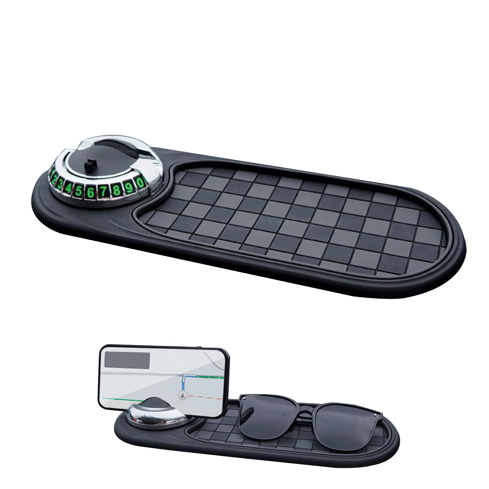 Multifunktions-Auto-Anti-Rutsch-Matte, Handyhalterung fürs Armaturenbrett mit Parknummernfeld, Multifunktionale Auto-Antirutschmatte für Handys, Sonnenbrillen, Schlüssel und Gadgets (E, 1 Stück) von Dewppxi
