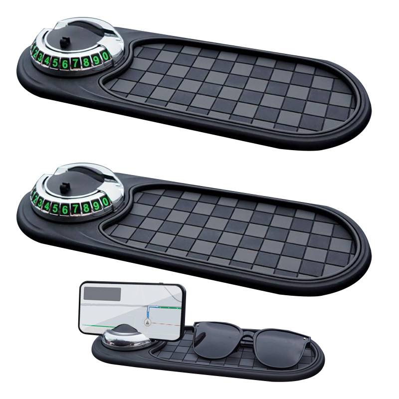 Multifunktions-Auto-Anti-Rutsch-Matte, Handyhalterung fürs Armaturenbrett mit Parknummernfeld, Multifunktionale Auto-Antirutschmatte für Handys, Sonnenbrillen, Schlüssel und Gadgets (E, 2 Stück) von Dewppxi