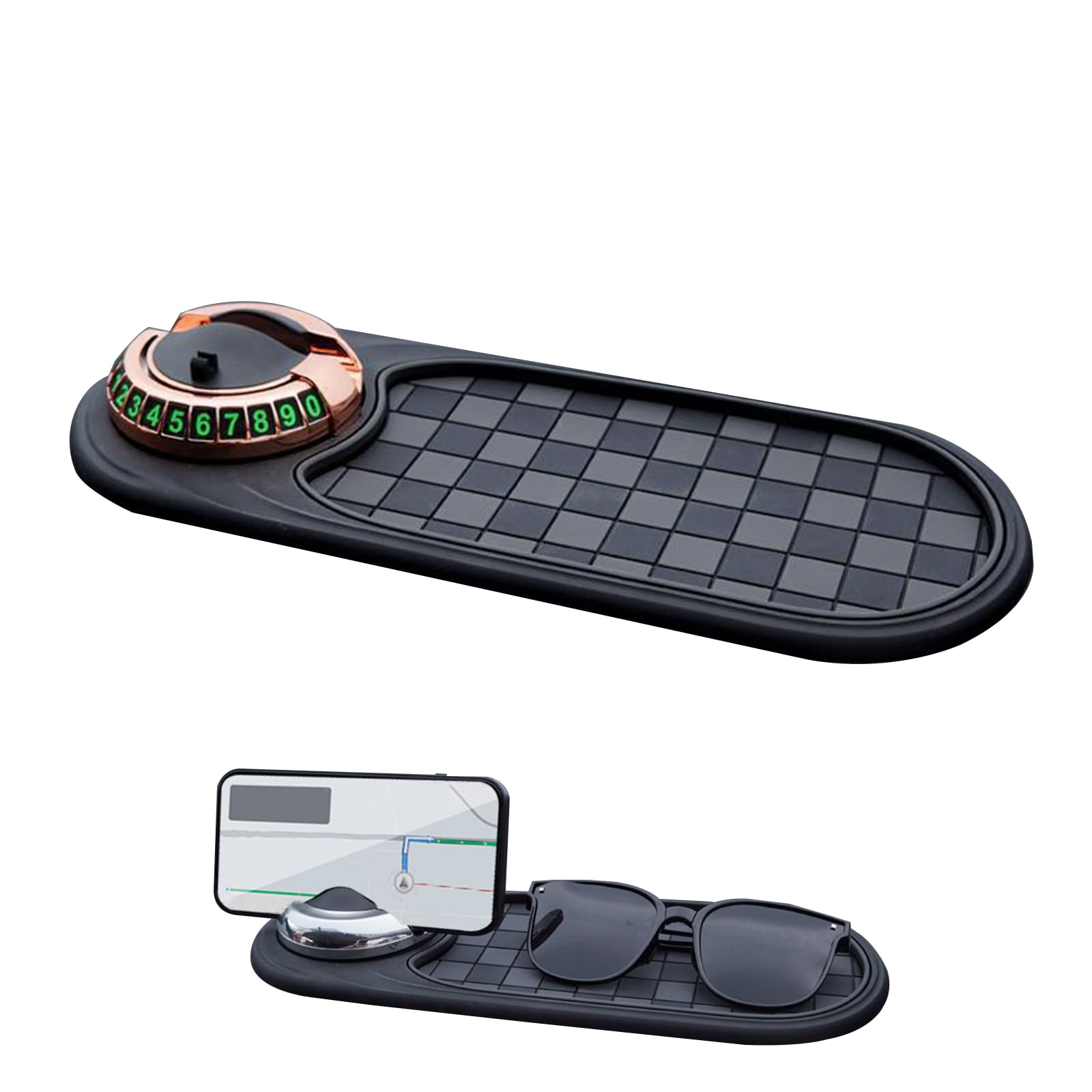 Multifunktions-Auto-Anti-Rutsch-Matte, Handyhalterung fürs Armaturenbrett mit Parknummernfeld, Multifunktionale Auto-Antirutschmatte für Handys, Sonnenbrillen, Schlüssel und Gadgets (F, 1 Stück) von Dewppxi