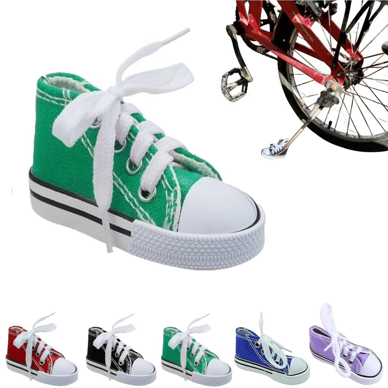 Personalisierte Motorrad-Fußstütze, kleiner Schuh, Motorrad-Seitenständer, Ständer-Verlängerungspad, 1 x Motorradständer, niedlicher Mini-Canvas-Schuhe, Seitenständer, Motorradzubehör (grün) von Deysen