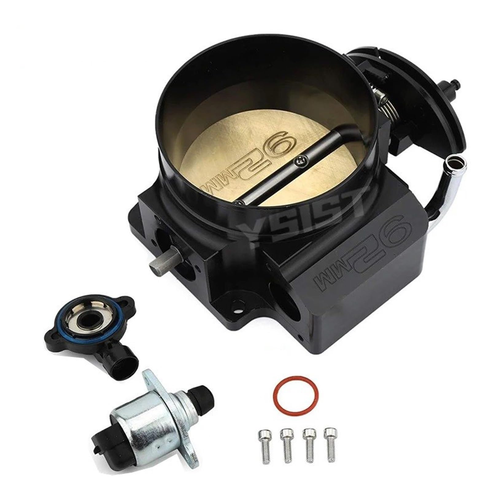 Drosselklappe 92 Mm/102 Mm TT102152 Drosselklappengehäuse Aus Billet Mit Hohem Durchfluss Und TPS-Sensor Für LS1 LS2 LS3 LS6 LSX Automodifikationsteile Schwarz Drosselklappenstutzen(92mm Black) von Dfvajwc