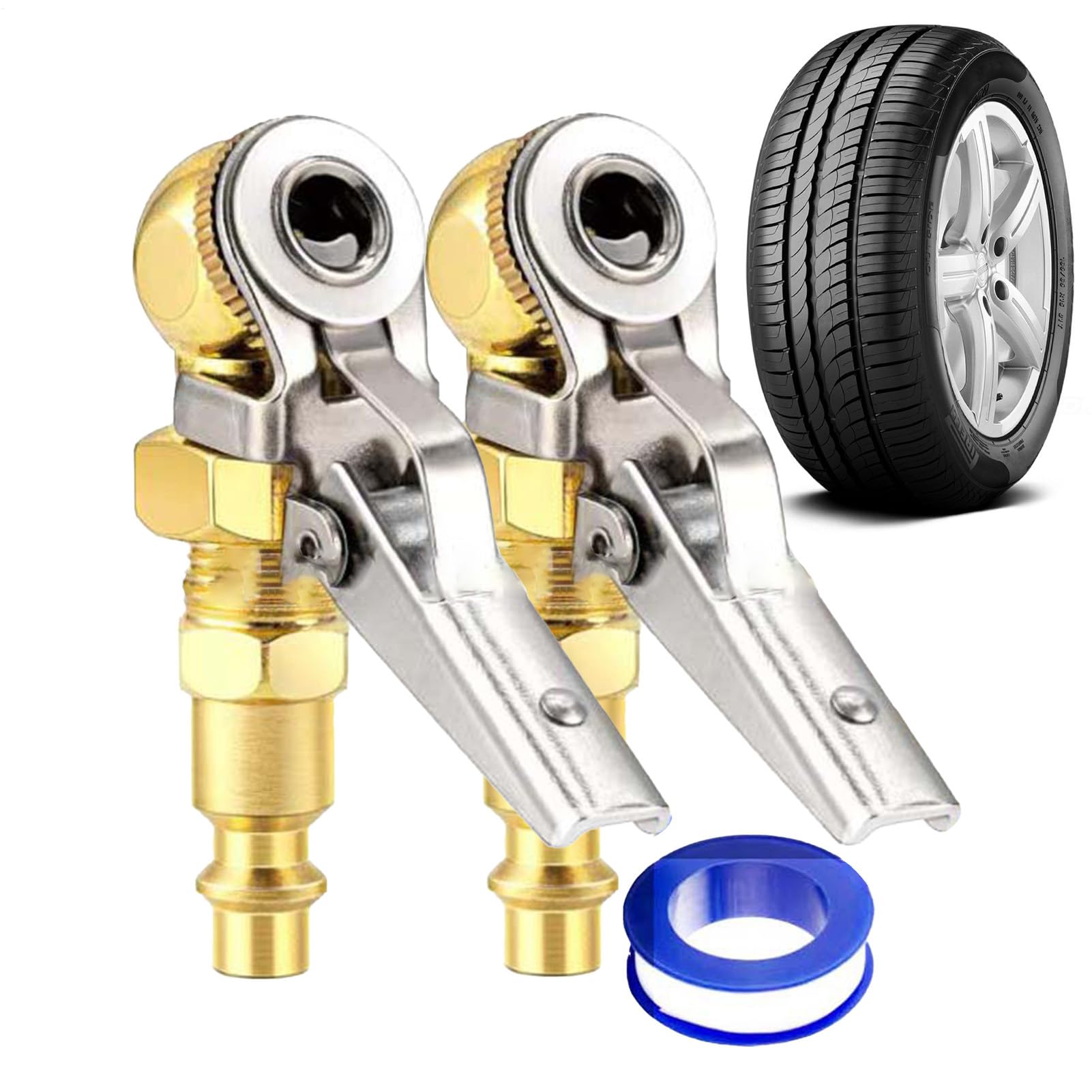 Dgayaeic Lock Inflate Air Chuck,Air Chucks für Reifen,2 Stück Reifenfülldüse 2 Stück - Dicht schließende -Reifenfüller mit geschlossenem Durchfluss, Luftfutter, Reifenpumpen-Luftkompressor-Zubehör Dgayaeic Lock Inflate Air Chuck,Air Chucks für Reifen,2 Stück Reifenfülldüse 2 Stück - Dicht schließende -Reifenfüller mit geschlossenem Durchfluss, Luftfutter, Reifenpumpen-Luftkompressor-Zubehör von Dgayaeic