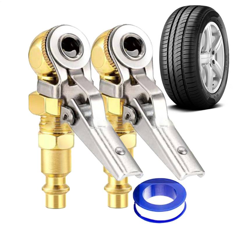 Dgayaeic Lock Inflate Air Chuck,Air Chucks für Reifen,2 Stück Reifenfülldüse 2 Stück - Dicht schließende -Reifenfüller mit geschlossenem Durchfluss, Luftfutter, Reifenpumpen-Luftkompressor-Zubehör von Dgayaeic
