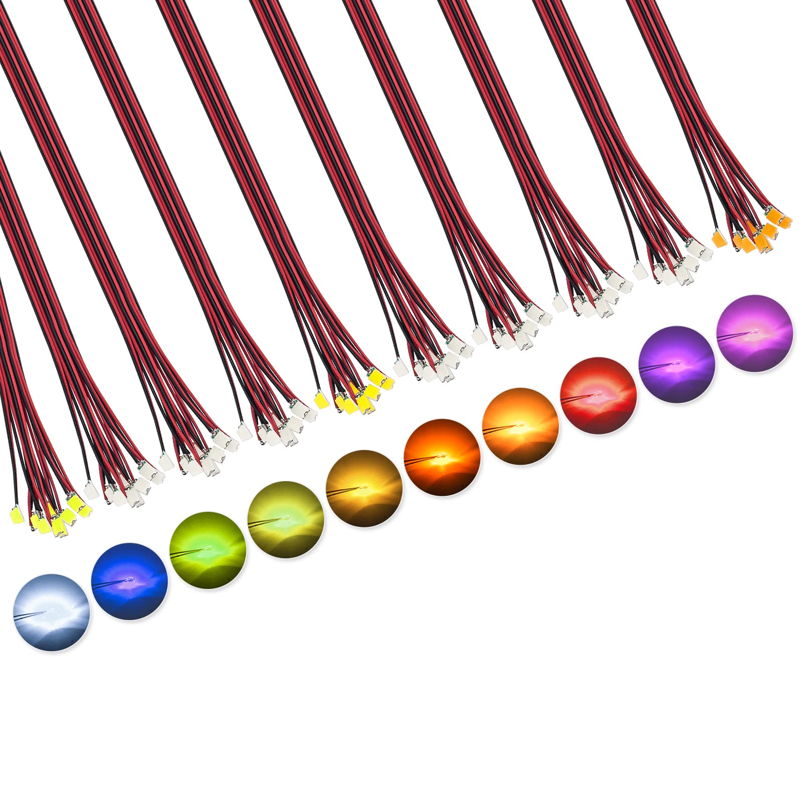 DiCUNO 100 Stk. 0805 gelötete Mini LED Leuchtdiode, 20mA vorverdrahtet SMD Mikro LED Dioden, 16CM Mikrolitzenleitungen, ideale für Modellbau, Modelllayout, Dekor, DIY usw, 10 gemischte Farbe DiCUNO 100 Stk. 0805 gelötete Mini LED Leuchtdiode, 20mA vorverdrahtet SMD Mikro LED Dioden, 16CM Mikrolitzenleitungen, ideale für Modellbau, Modelllayout, Dekor, DIY usw, 10 gemischte Farbe von DiCUNO