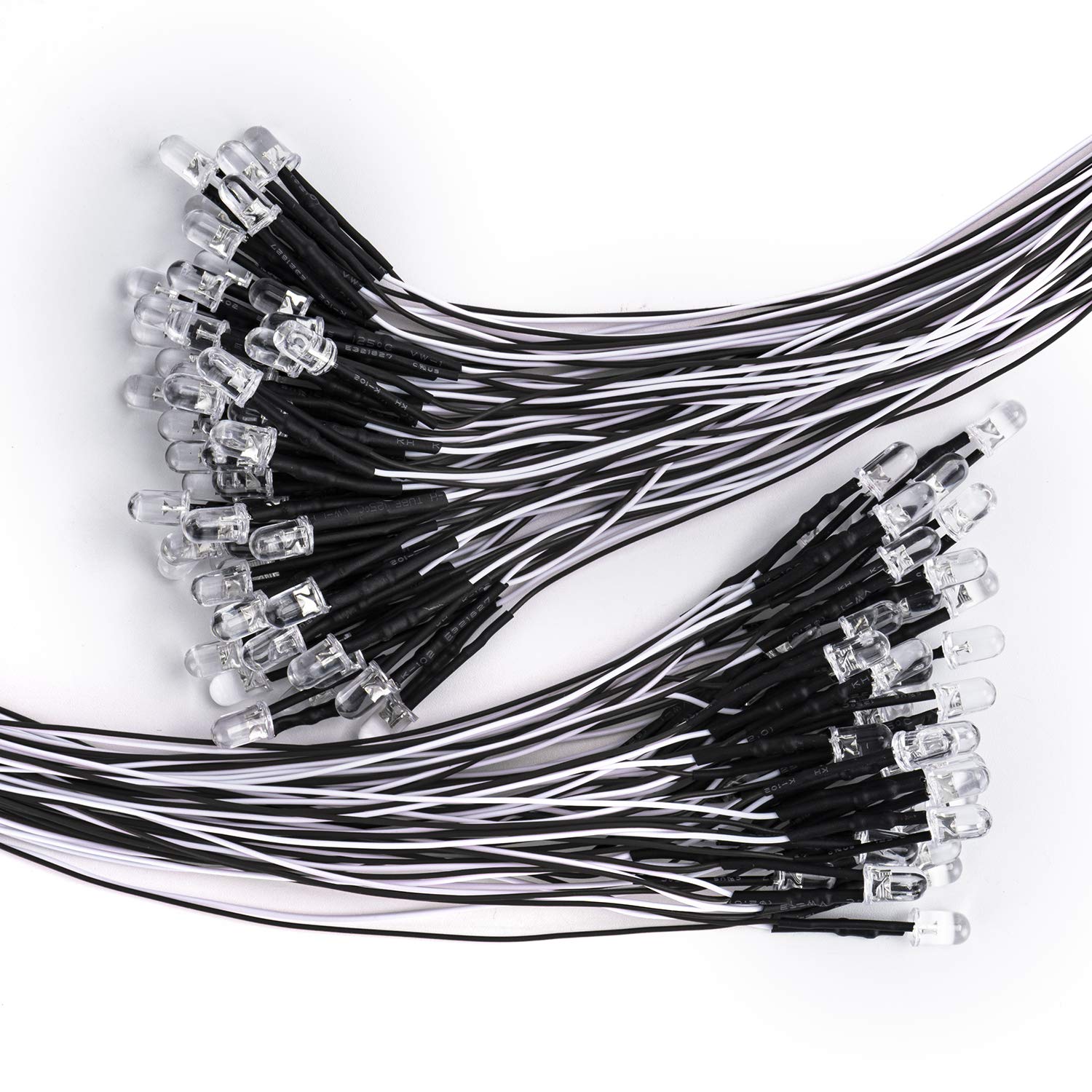 DiCUNO 100Pcs 5mm LED Dioden mit Kabel, 24-25cm Vorverdrahtete 12V Weiße LEDs, 550Ω Widerstand, für Lichtprojekte und Modellbau DiCUNO 100Pcs 5mm LED Dioden mit Kabel, 24-25cm Vorverdrahtete 12V Weiße LEDs, 550Ω Widerstand, für Lichtprojekte und Modellbau von DiCUNO